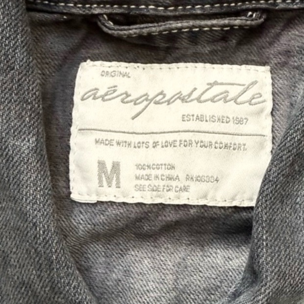Rhinestone Inlaid Star Patched Upcycled Distressed Blue Black Denim Jean Jacket - Picture 11 of 12